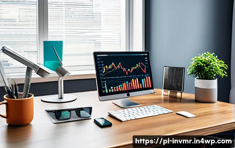 장기 복리 투자 포트폴리오 구성하기 - A professional investor’s workspace showing a diverse investment portfolio overview on multiple scre...