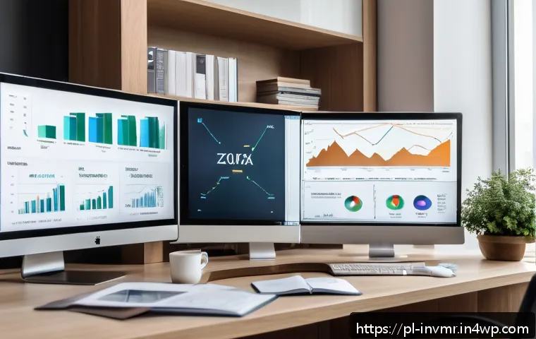복리 투자에서의 자산 배분 전략 - A modern, sleek Polish investor&rsquo;s home office scene showing a diversified investment portfolio on mu...